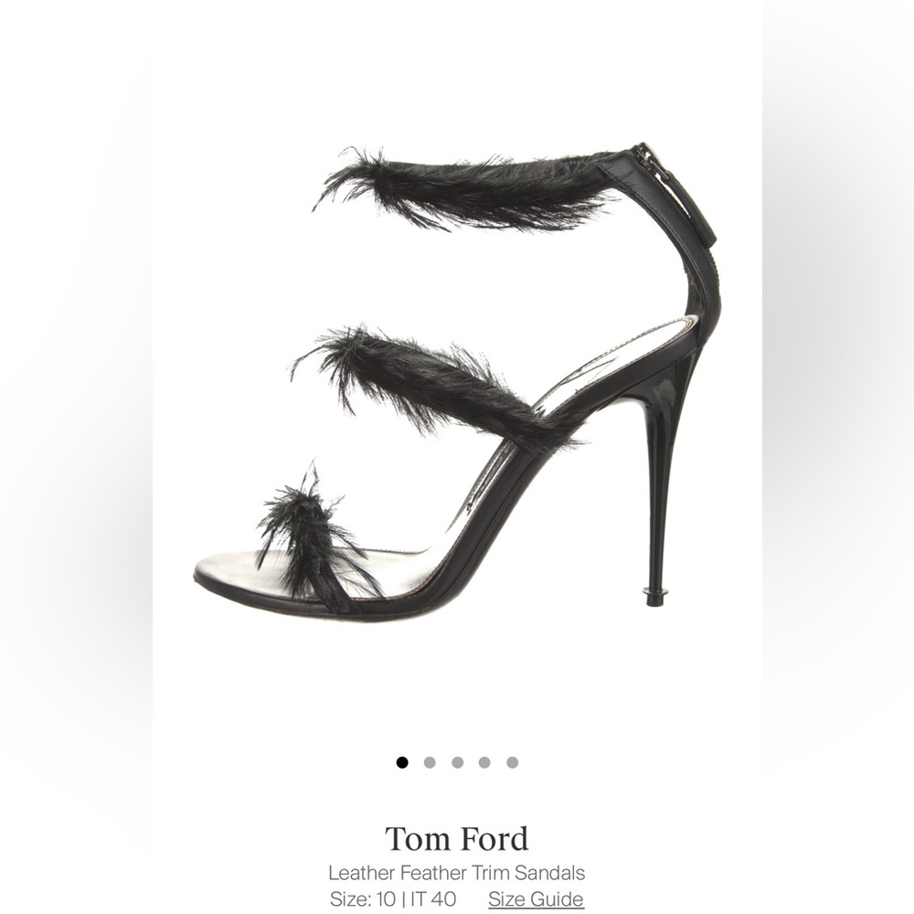 Tom Ford Leather Feather Trim Sandals
